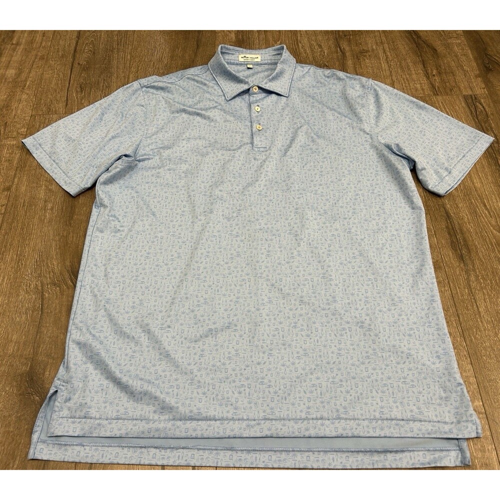 Peter Millar Summer Comfort Polo Shirt Mens Large Blue Big Lebowski